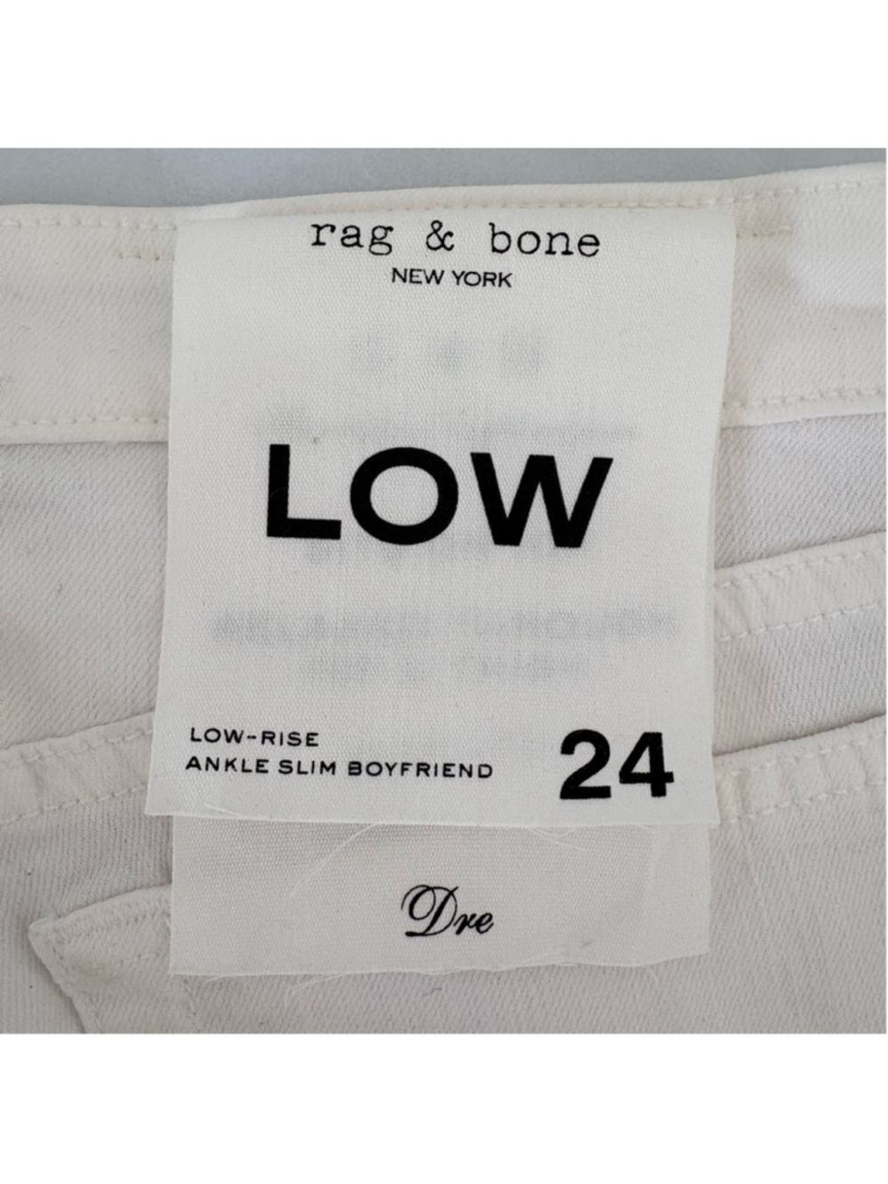 #329 Rag & Bone Dre Low-Rise Ankle Slim Boyfriend Jeans Sz 24 (13.75”W)White NWT - Picture 6 of 14